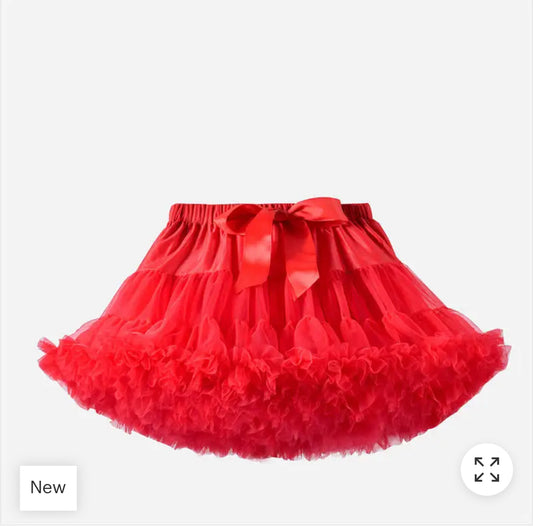 Girl's Tutu Mesh Princess Skirt - Red. Birthday