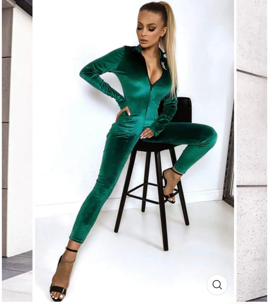 Green Velvet JumpSuit