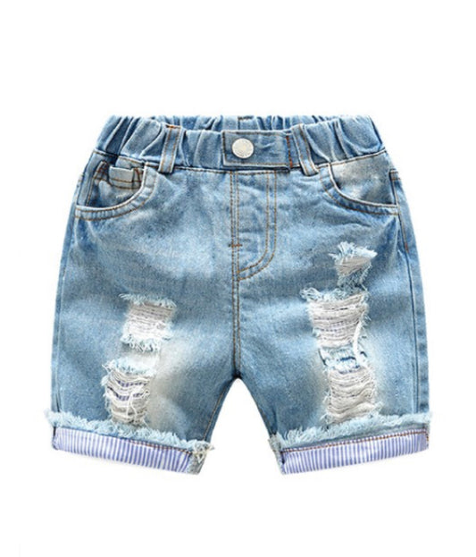 Boys Denim Shorts - Ripped Front and Back Shorts