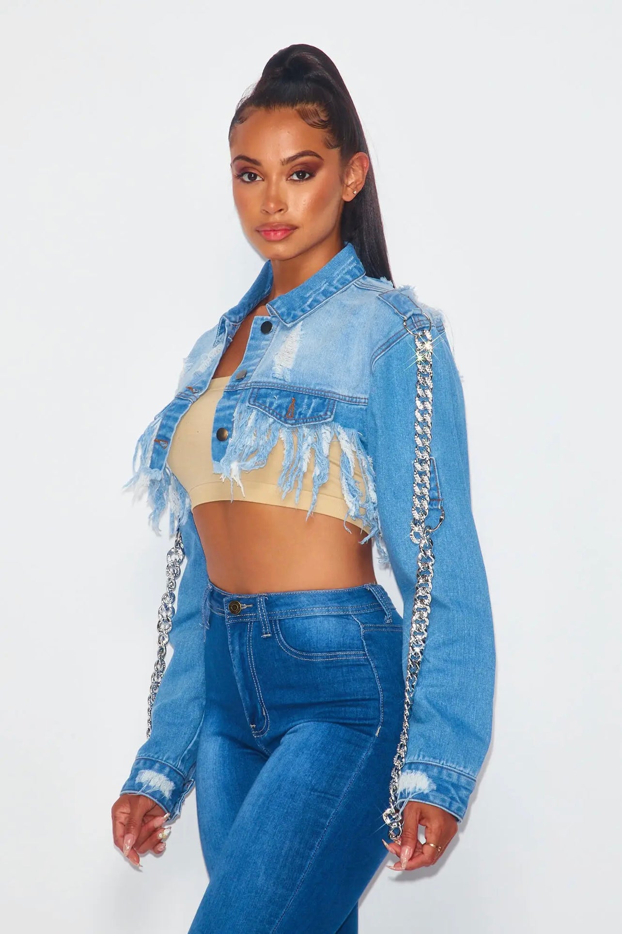 Women’s Necessary Denim Fringed Jacket