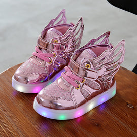 Pink Girls Led Pink Shoes With Wings