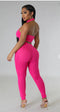 Wavy Merrow Open Back Halter Top And Leggings Set