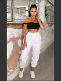 Women White Cuffed Joggers