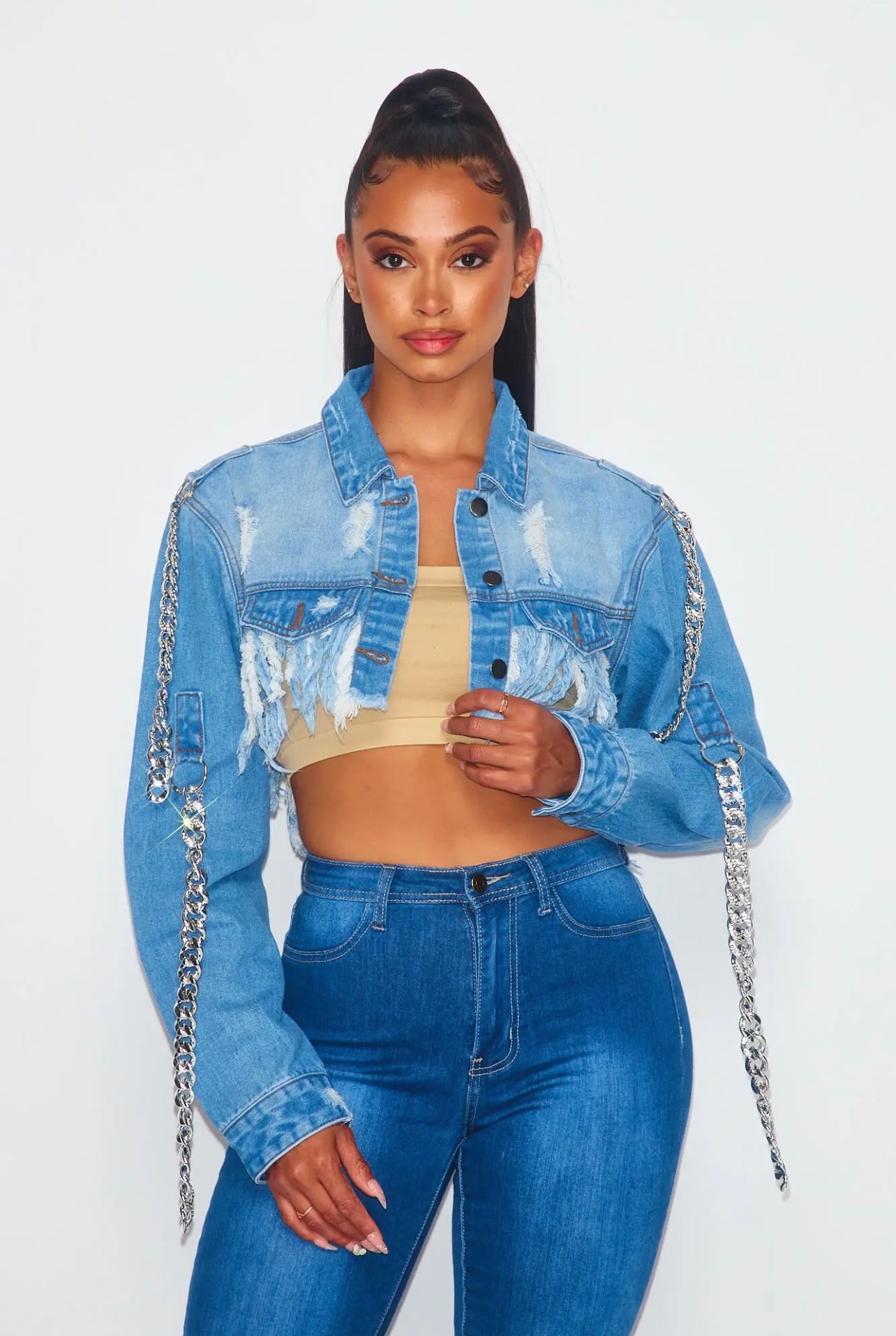 Women’s Necessary Denim Fringed Jacket