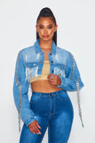 Women’s Necessary Denim Fringed Jacket