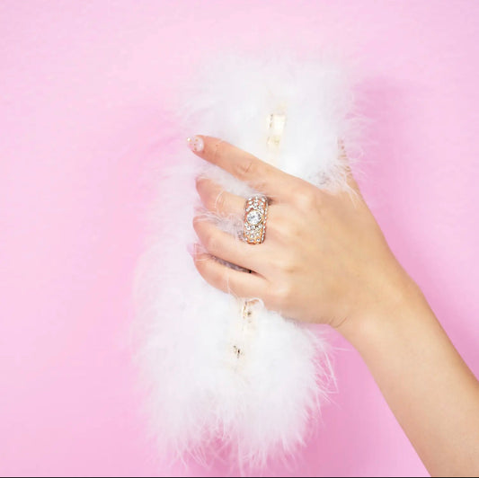 CLOSE OUT! Fancy Furry Boa Feather Evening Clutch