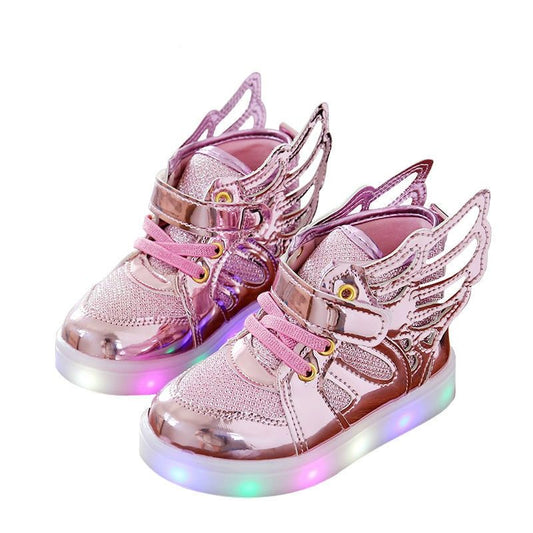 Pink Girls Led Pink Shoes With Wings