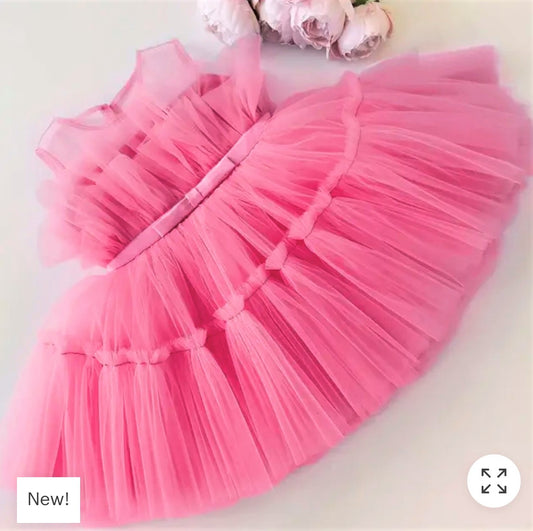 Girls Birthday Dress-  Hot Pink
